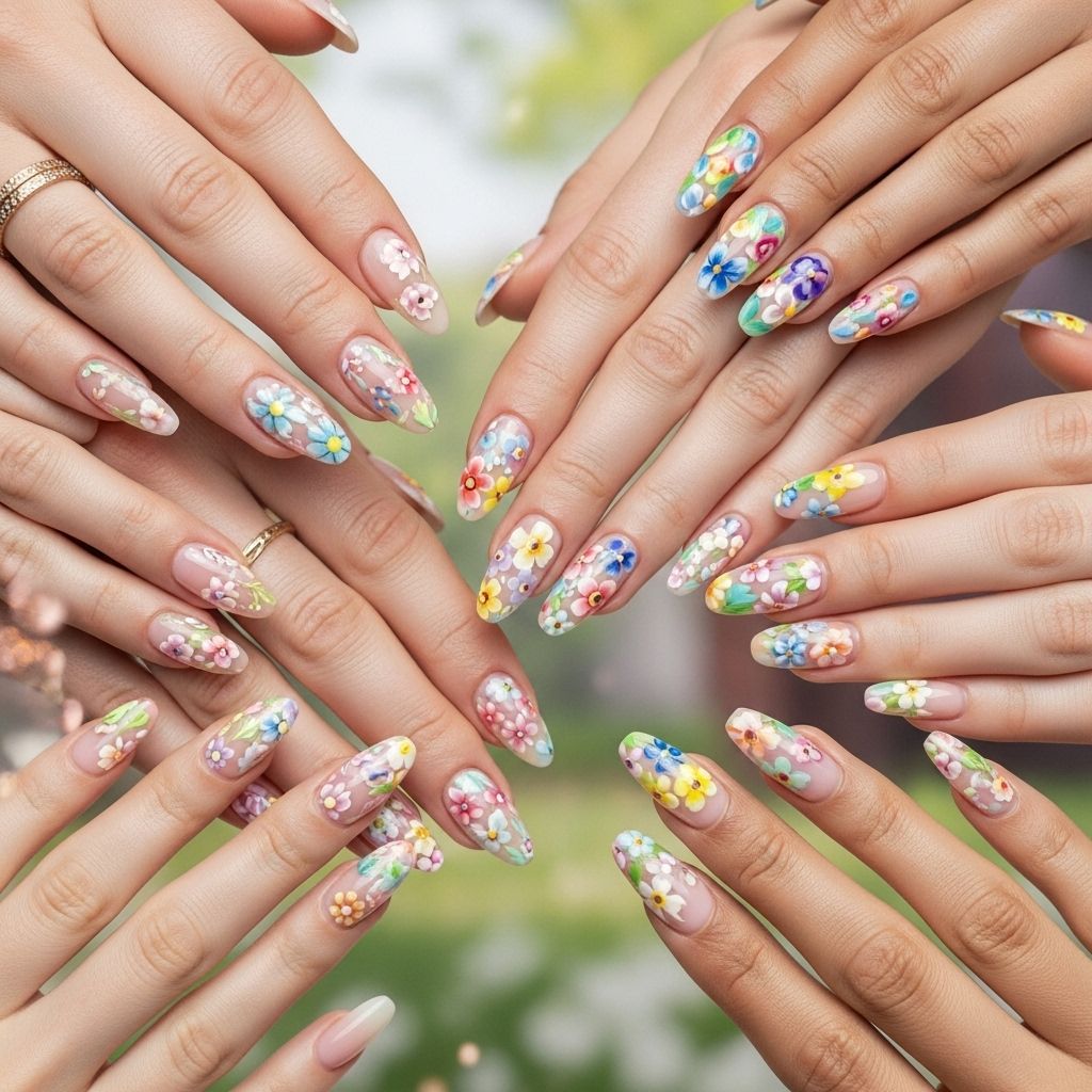 Celebrate spring with creative, stunning flower nail designs—from abstract petals to bejeweled blossoms and everything in between.