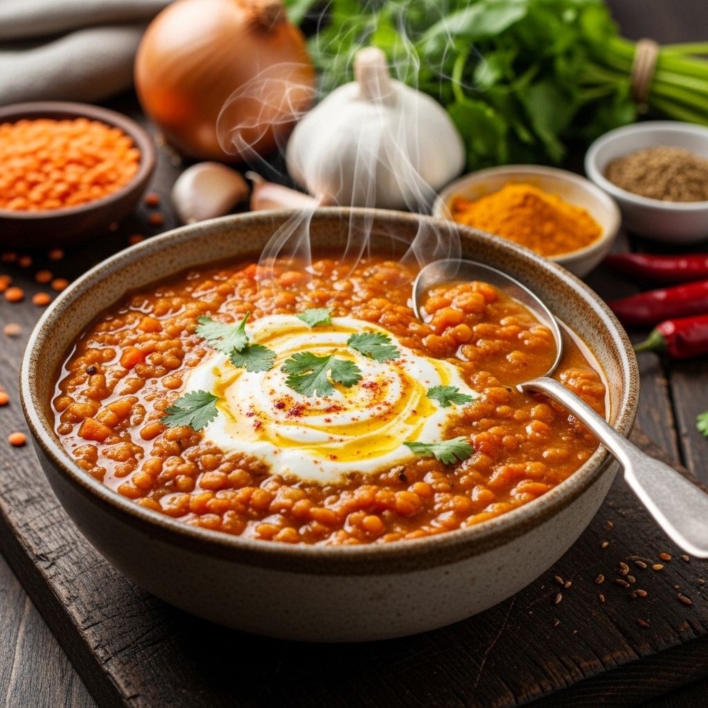 Simple 30-Minute Red Lentil Soup With Creamy Curry Yogurt A creamy, spiced blend that transforms pantry staples into a soothing bowl of comfort.