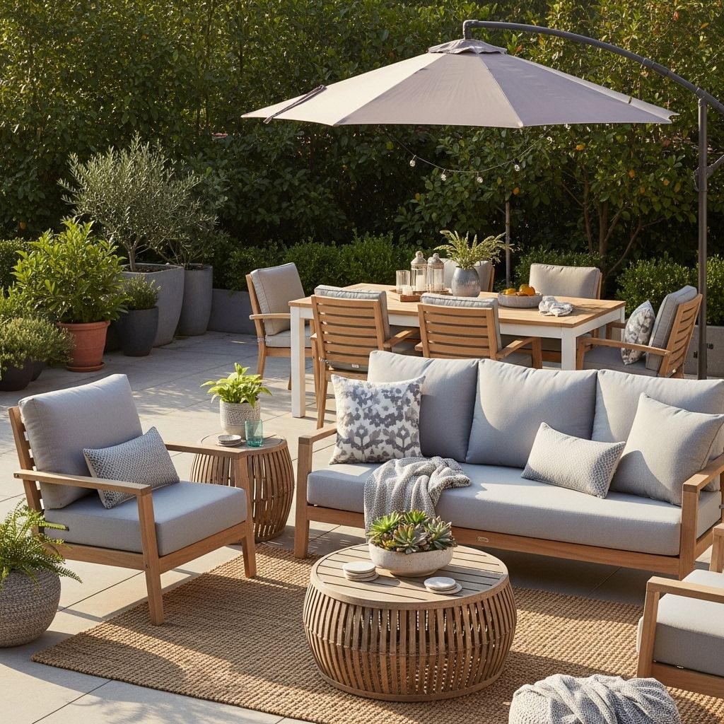 Create an inviting al fresco retreat with durable pieces and personalized accents.