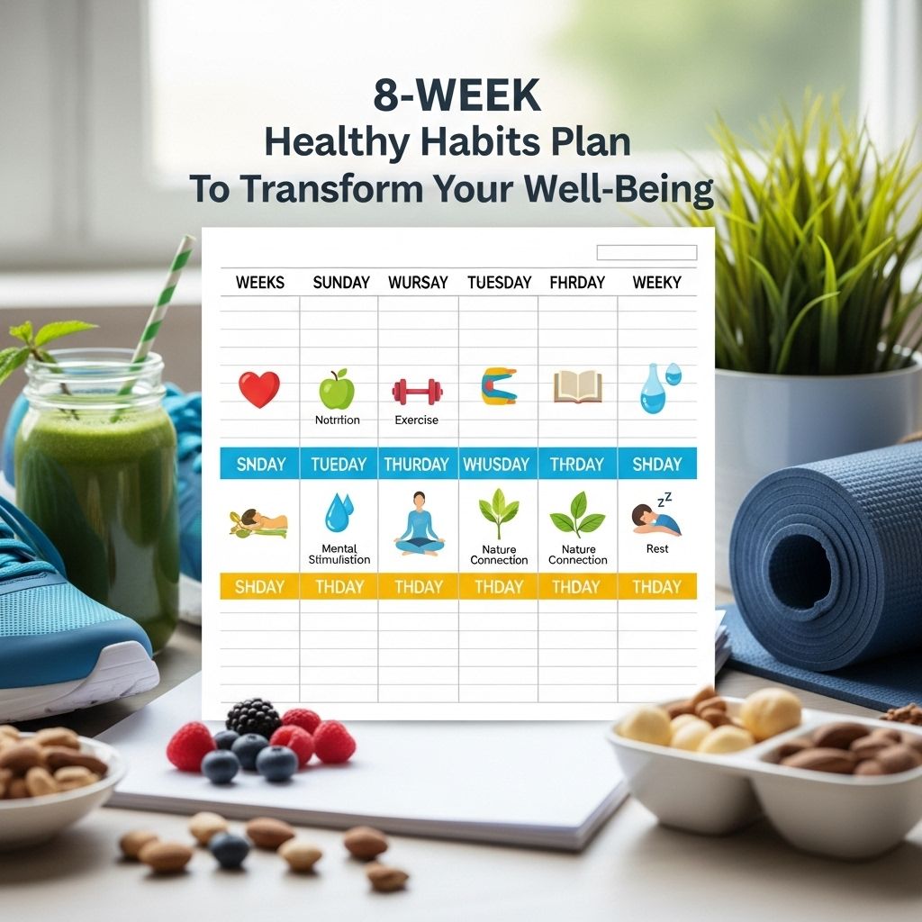 8-Week Healthy Habits Plan: Transform Your Wellness Journey Small, consistent routines each week build lasting energy and renewed resilience.