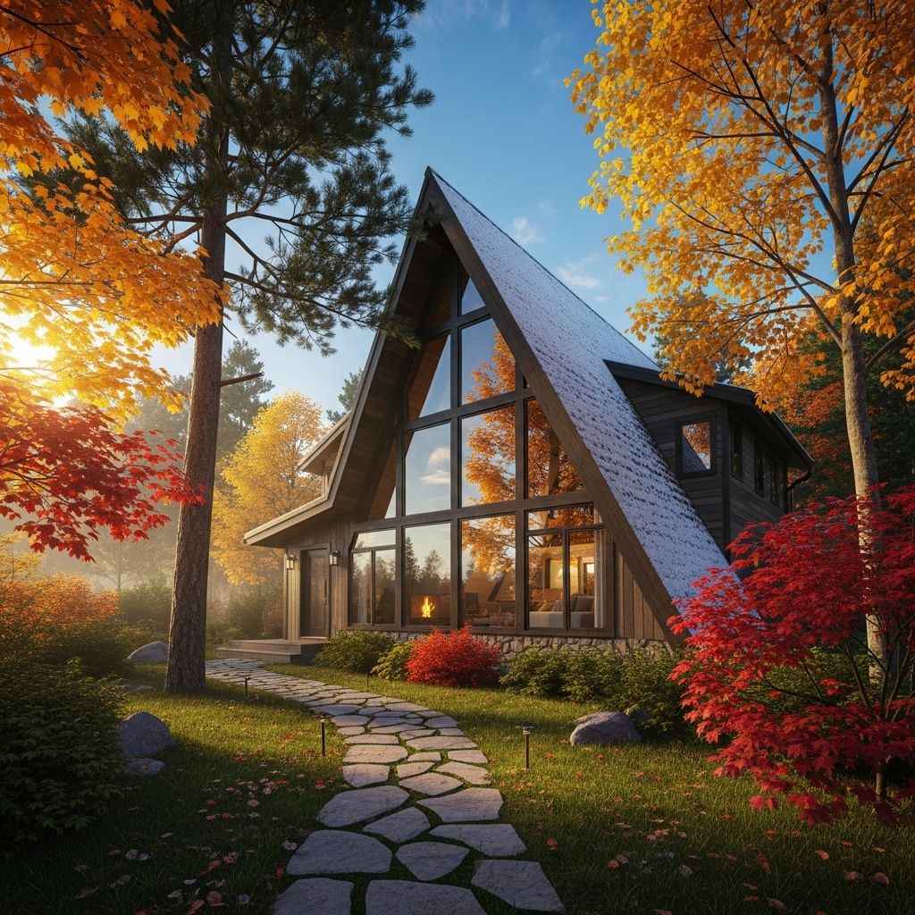 Steep rooflines and vaulted interiors create an airy retreat, celebrating simple living.