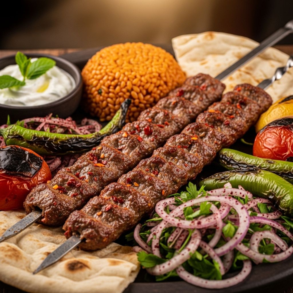 Hand-kneading a spiced meat blend yields firm, juicy skewers infused with smoky flavor.