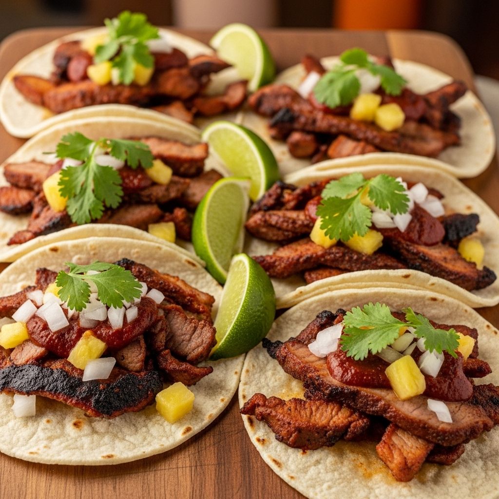 Discover sweet pineapple, smoky spice, and crisp pork edges in every homemade taco.
