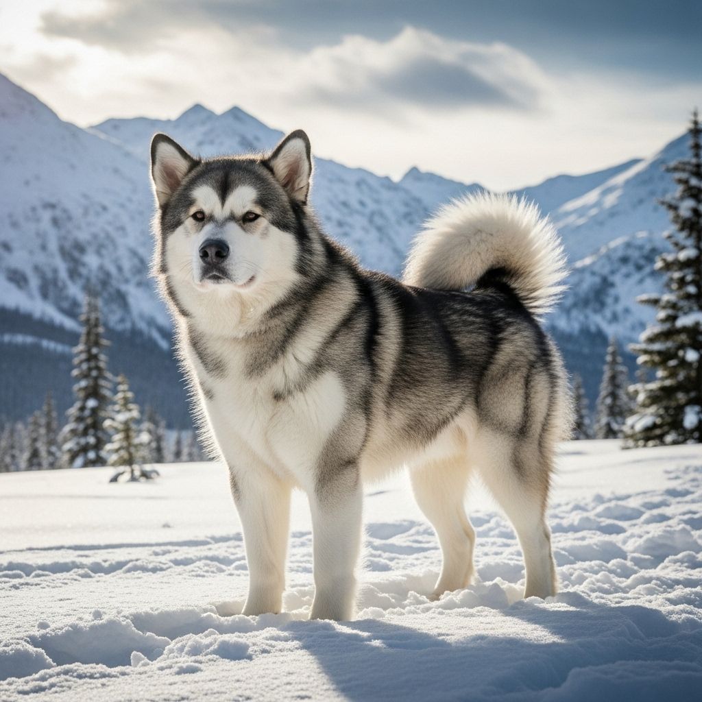 Enduring strength meets unwavering devotion in this majestic northern canine companion.