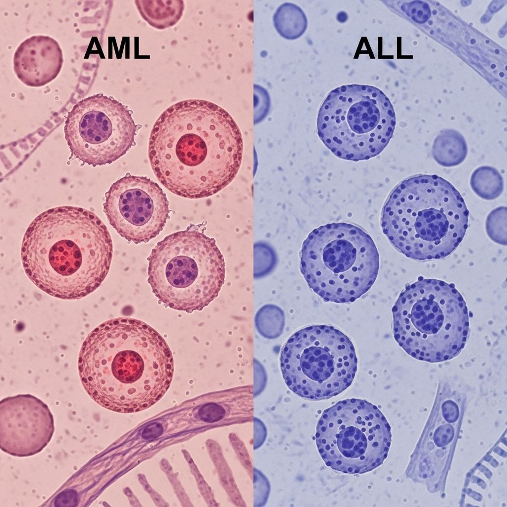 Explore the crucial distinctions between acute myeloid leukemia (AML) and acute lymphocytic leukemia (ALL), from diagnosis to outcomes.