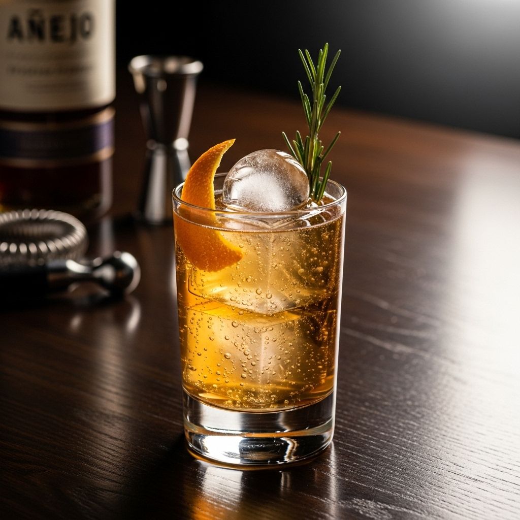 This drink balances aged rum, ginger spice, and citrus for a clean, effervescent flavor.