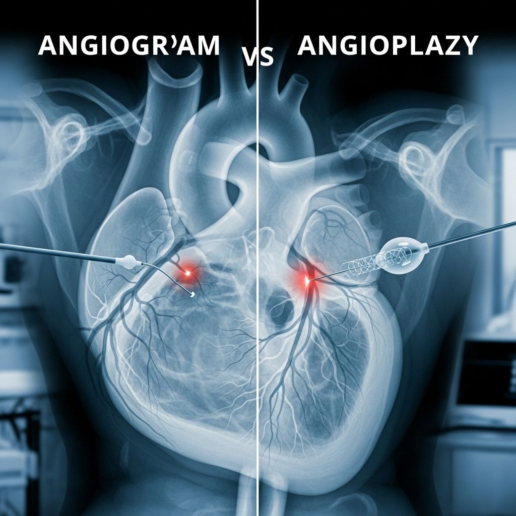Angiogram vs Angioplasty: Key Differences, Uses, and What to Expect Learn the vital distinctions between angiogram and angioplasty, how each works, and what they mean for your heart health.