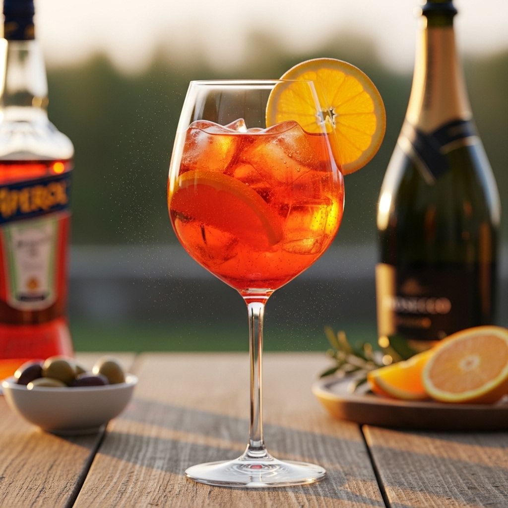 A mix of aperitif, sparkling wine, and soda delivers a bittersweet, refreshing sip.