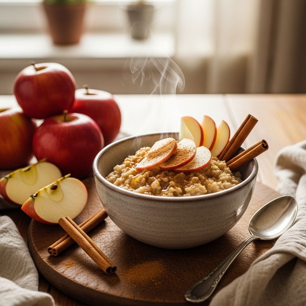 A warm, fiber-rich bowl sweetened by apples and spiced with cinnamon for cozy mornings.