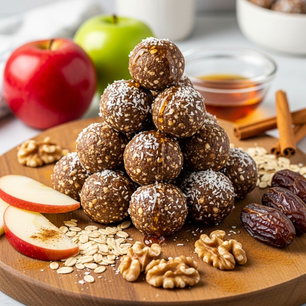 Wholesome, naturally sweet energy balls packed with apples, oats, and nuts—perfect for quick and healthy snacking anytime.