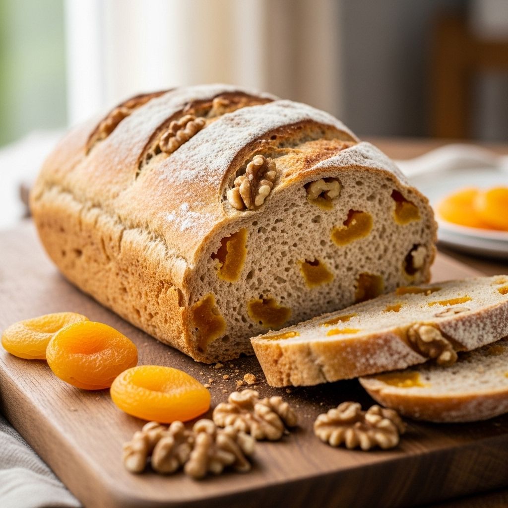 Apricot Walnut Whole Wheat Bread: Wholesome Baking for Every Kitchen A nourishing loaf where sweet fruit bursts meet nutty crunch in each bite.