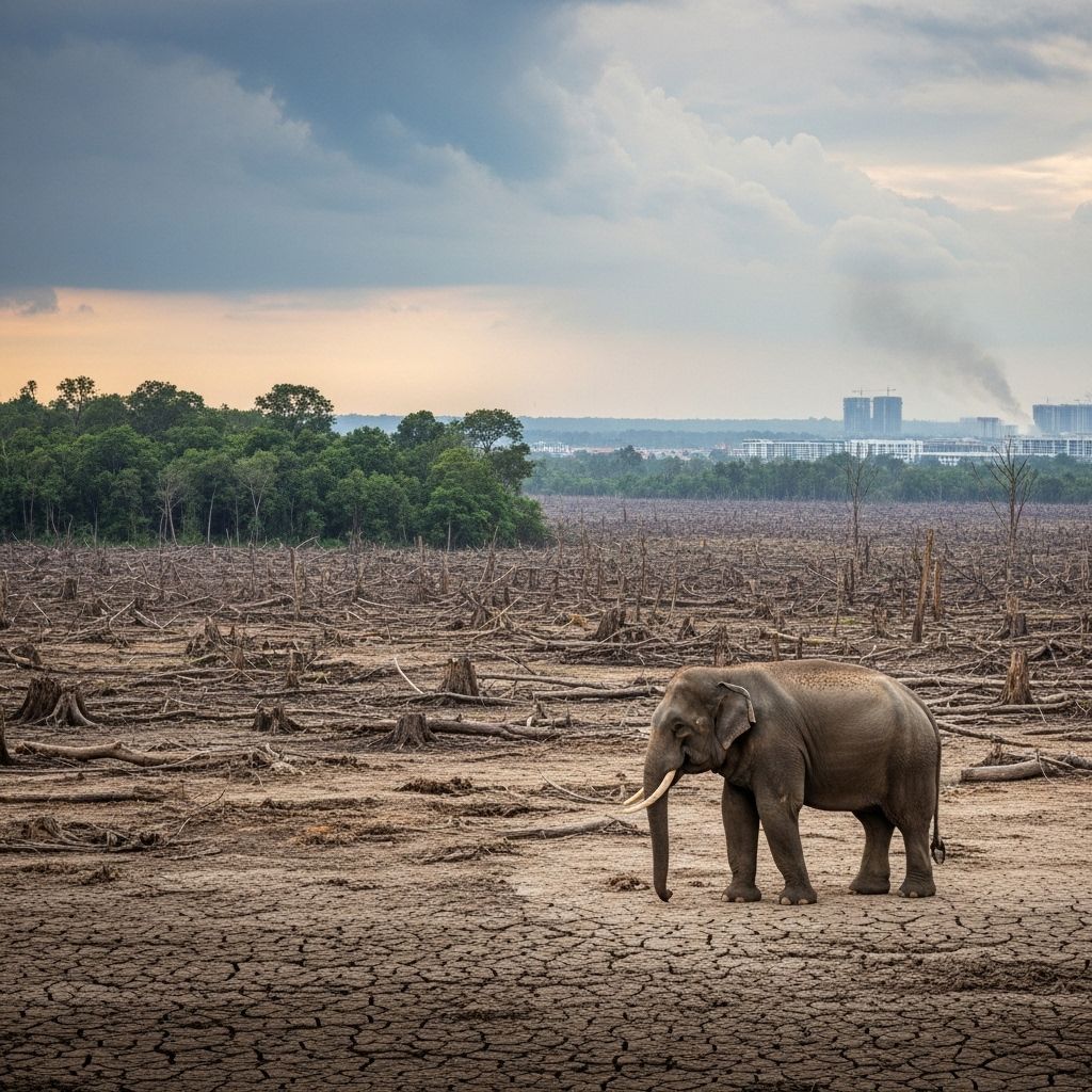 Asian elephants have lost over two-thirds of their historic habitats due to human activity and environmental change.