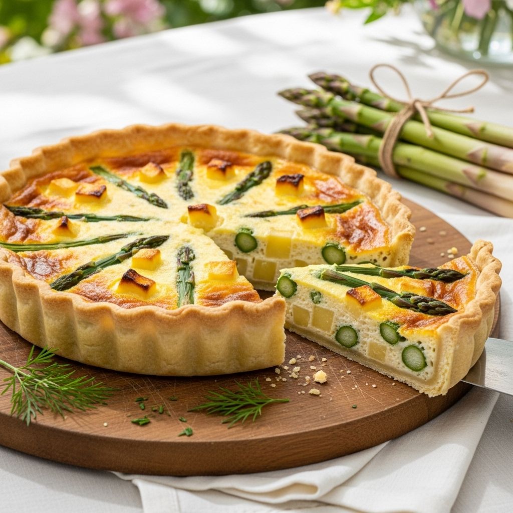 Tender green spears meet velvety custard in a crisp, golden crust for memorable meals.