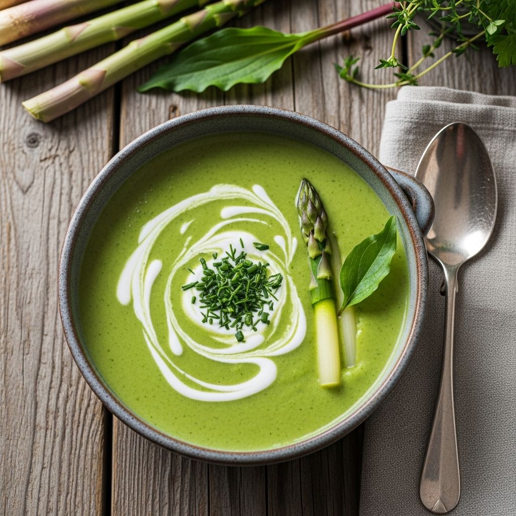 Earthy greens and creamy tang combine into a bright bowl celebrating spring harvest.