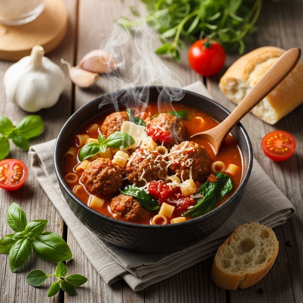 Hearty meatballs and vibrant vegetables come together for a soul-soothing meal.