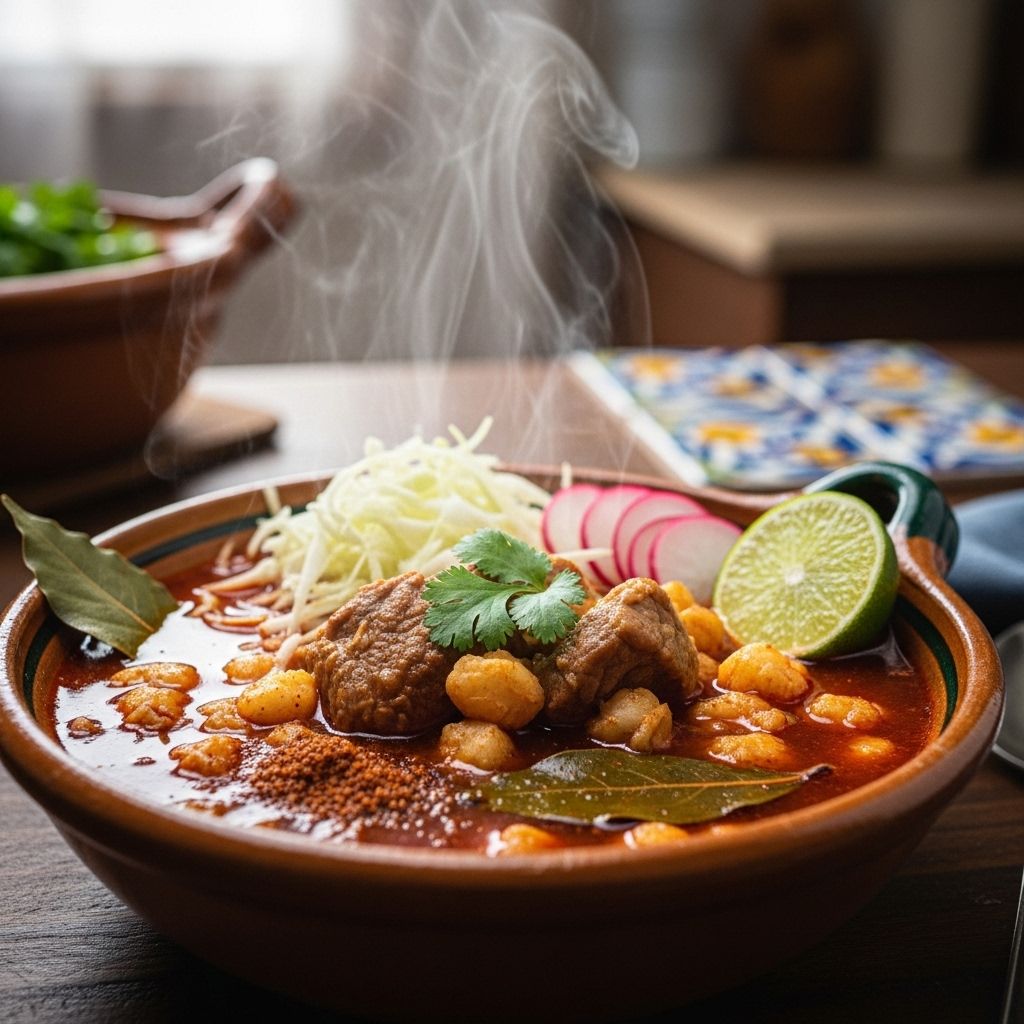 Authentic Mexican Posole: Tradition, Flavor, and Comfort in Every Spoonful Slow-simmered pork and hominy meld with vibrant toppings for a bowl of true comfort.