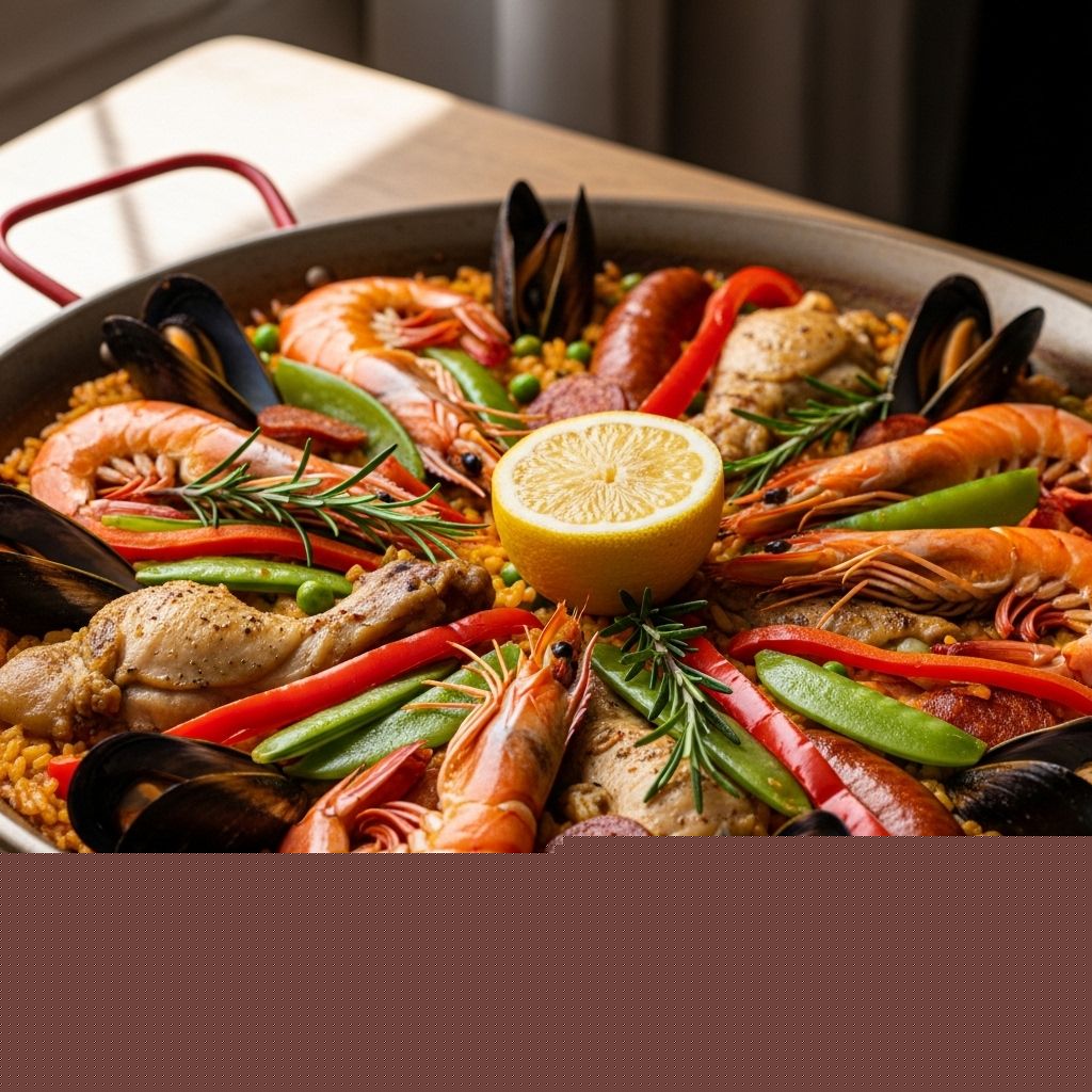 Authentic Paella Recipe: Spanish Flavors in One Pan Golden saffron rice meets smoky chorizo and shrimp in a single skillet feast.