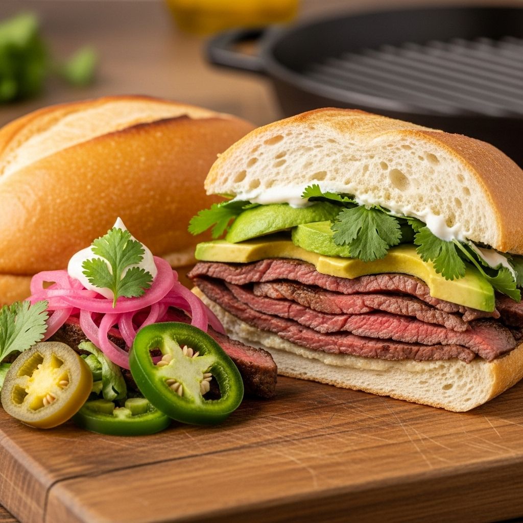 Spice-rubbed sirloin, beans, and crisp veggies unite in a mouthwatering handheld delight.