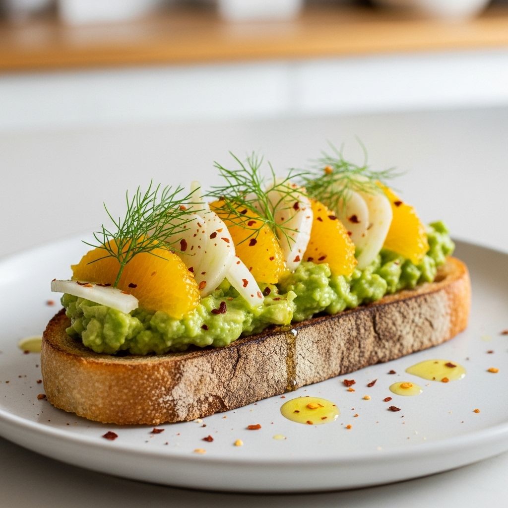 A creamy mash topped with vibrant citrus and crunchy accents transforms breakfast.