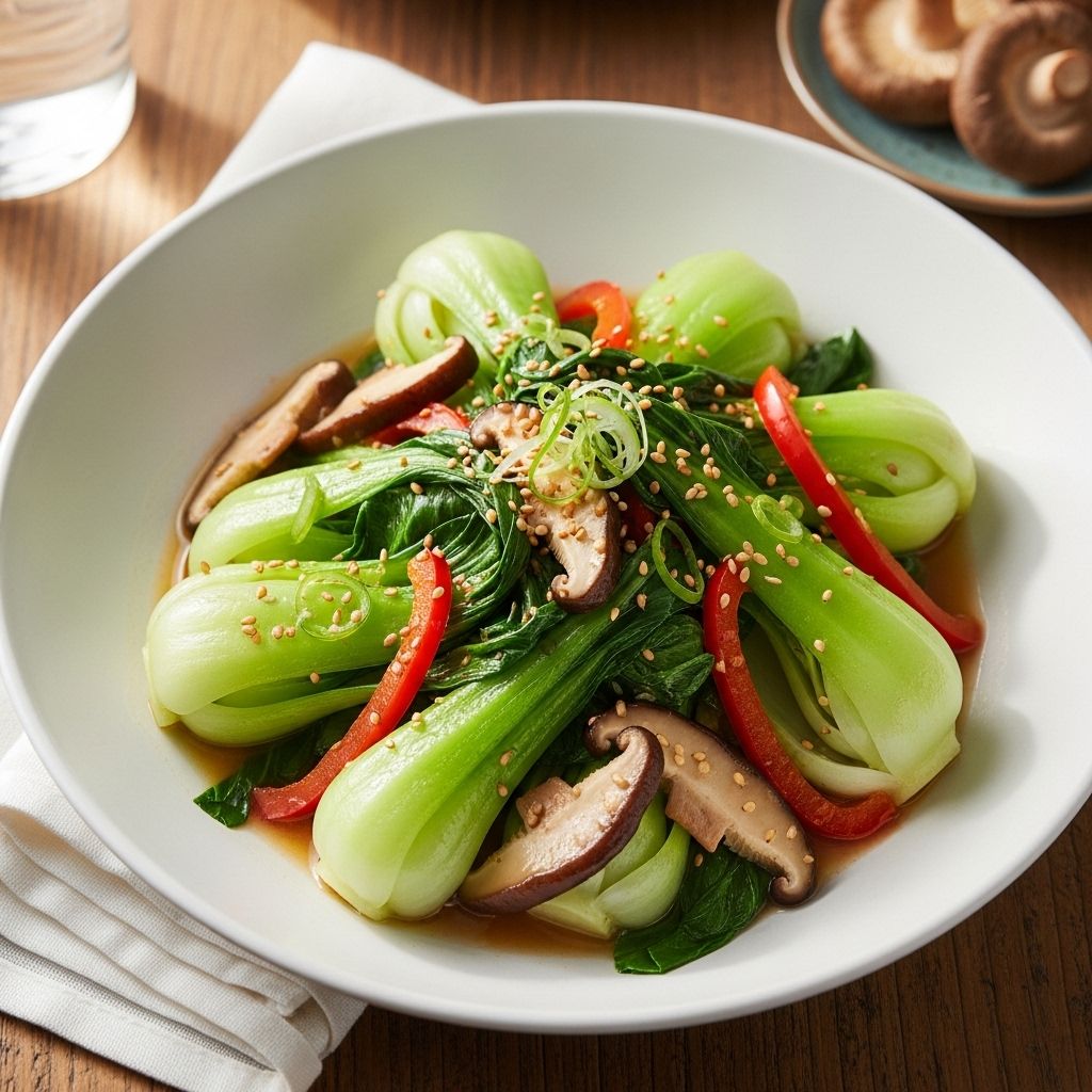 Crisp bok choy and earthy shiitakes come together for a colorful, nutrient-rich dish.