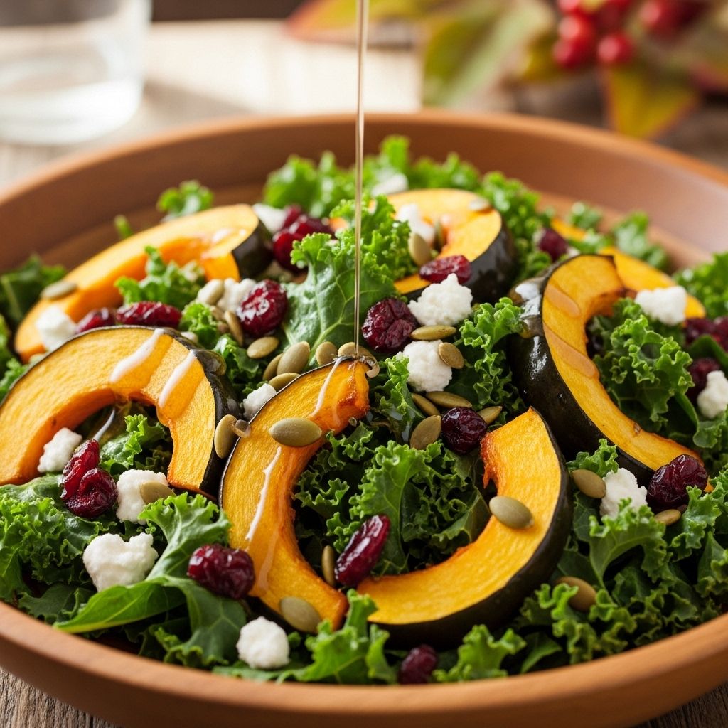 Tender greens, creamy cheese, and a sweet-savory glaze unite in a vibrant autumn dish.