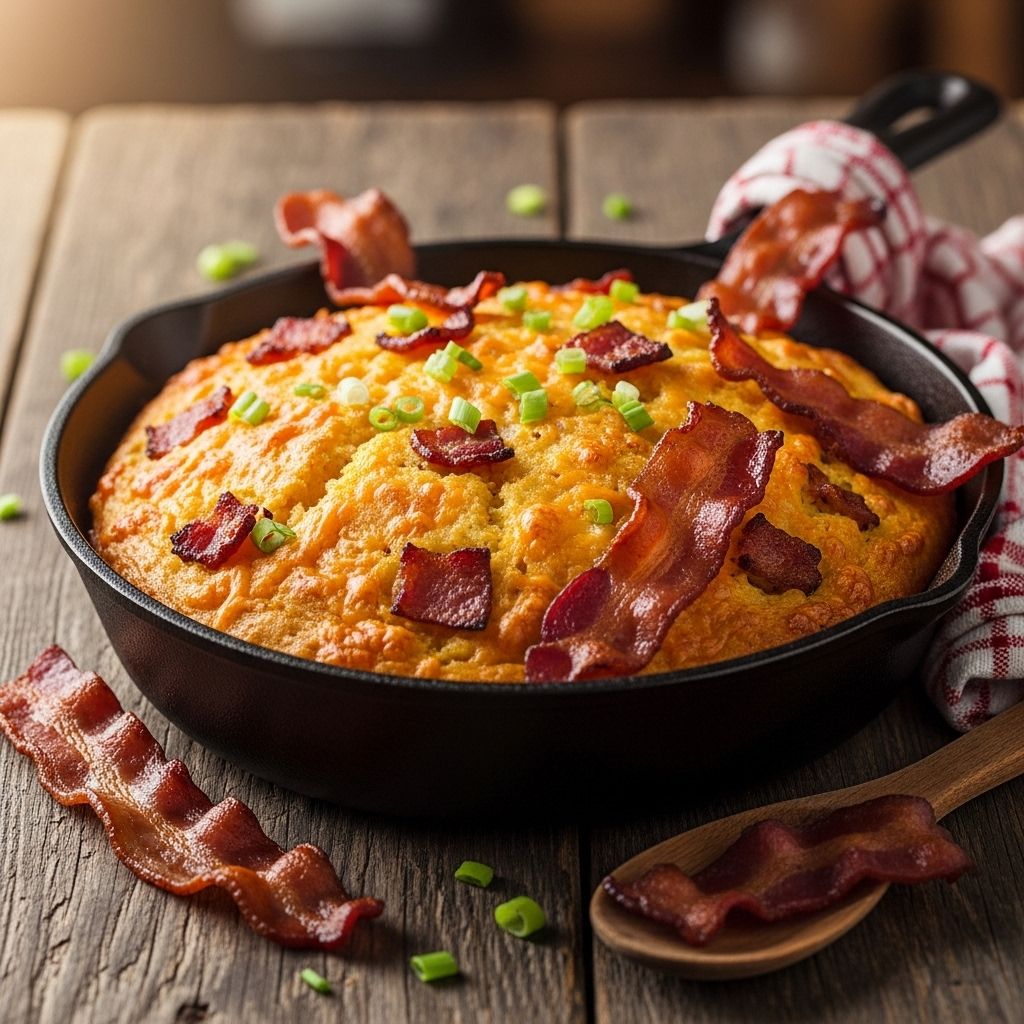 This skillet-baked loaf turns humble cornmeal into a savory sensation with every bite.
