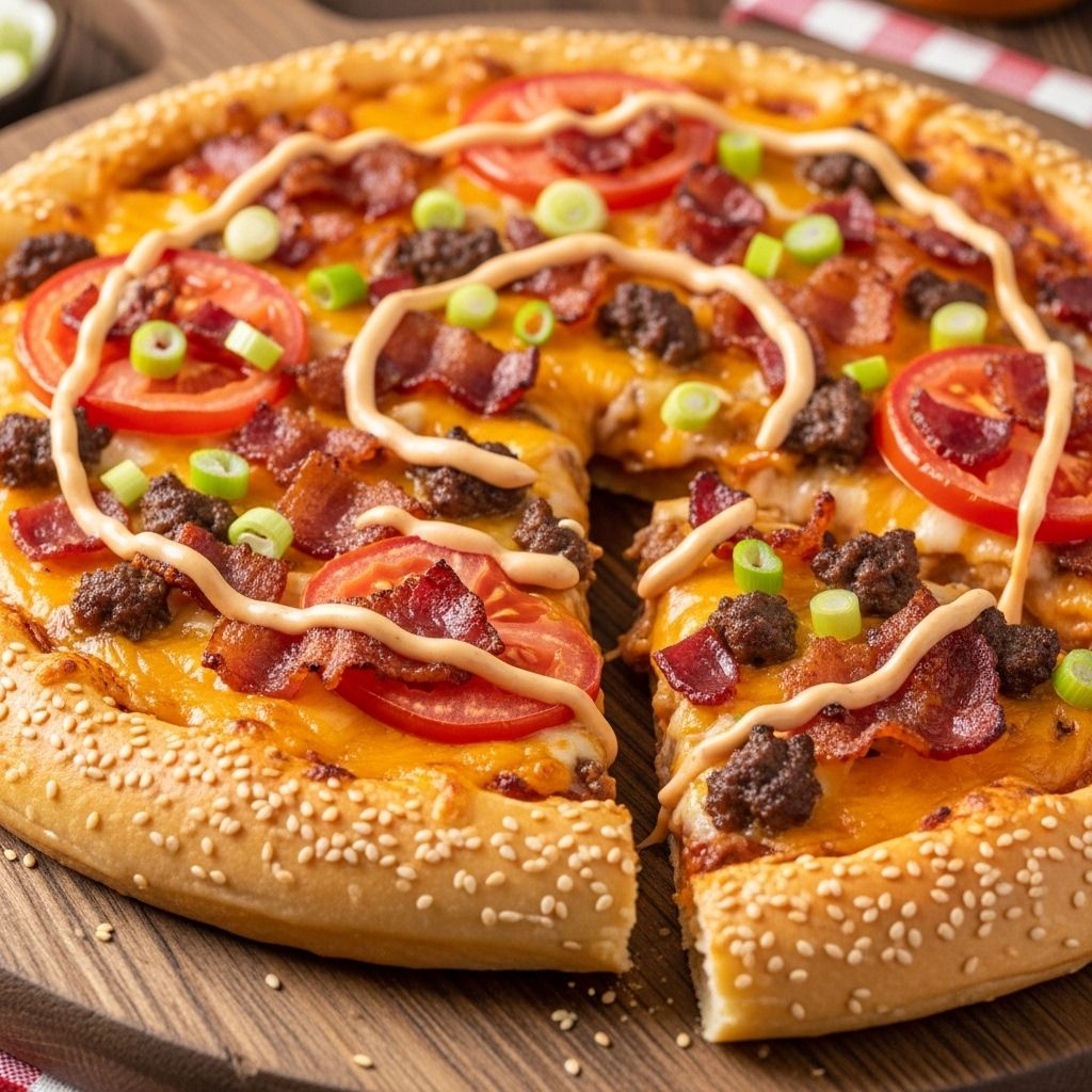 Bacon Cheeseburger Pizza: A Savory Twist on Classic Comfort Savory and smoky flavors combine on a golden crust for an unforgettable comfort feast.