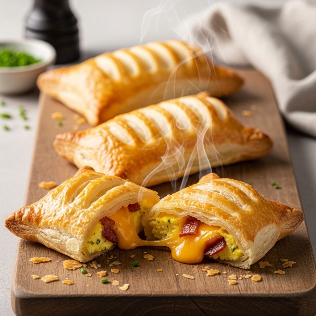 Golden puff layers cradle a rich, creamy center for a memorable breakfast indulgence.