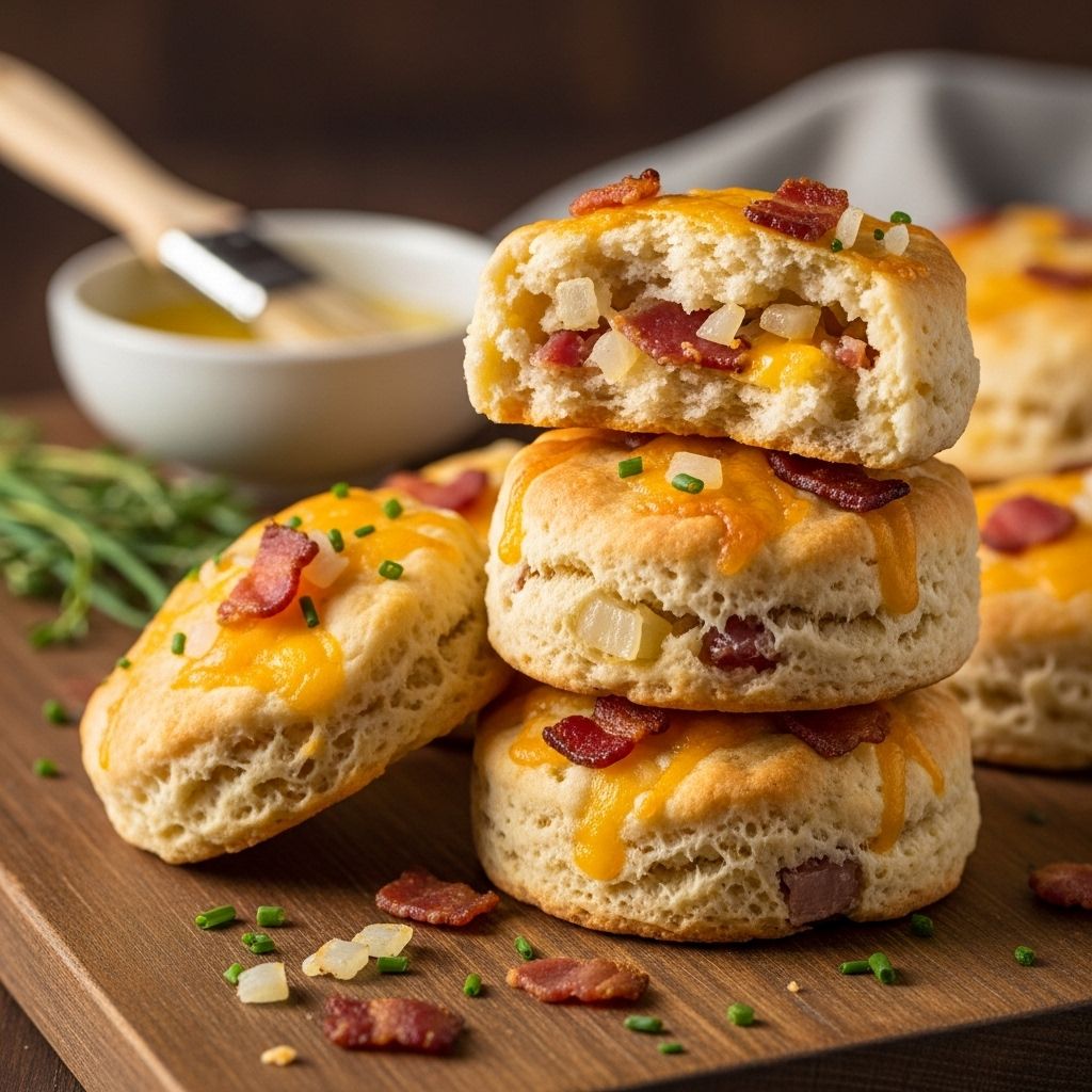 A golden, buttery bake delivering smoky richness and melted cheese in every tender crumb.