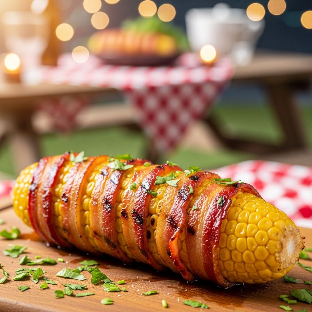 A spicy honey glaze and crispy bacon elevate sweet corn to a must-serve seasonal staple.