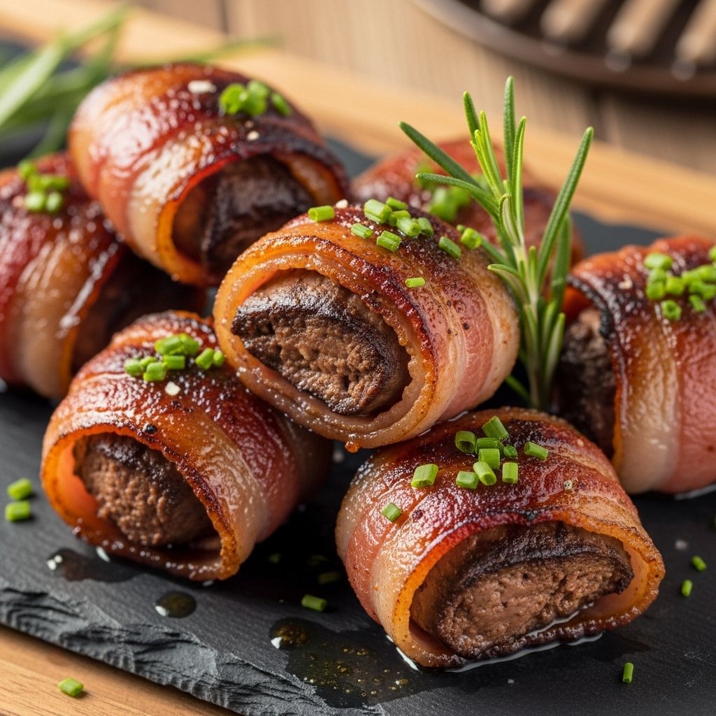 Smoky strips seal in moisture for rich, tender morsels that elevate any appetizer spread.