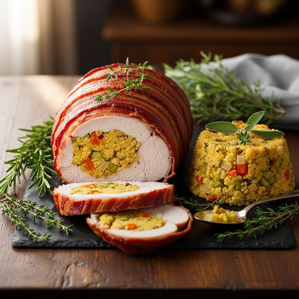 A stunning holiday centerpiece combining juicy layers and smoky, crisp goodness.