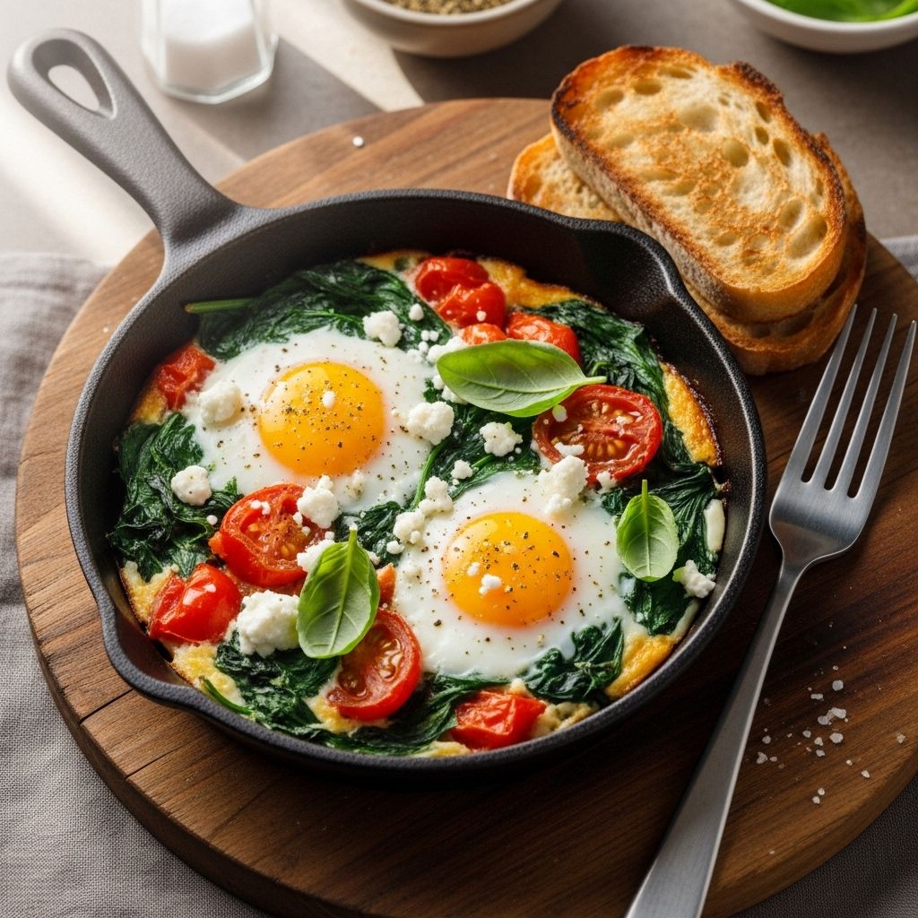 Simple ingredients, vibrant flavors, and effortless steps make baked eggs with spinach and tomato a healthy favorite any time of day.