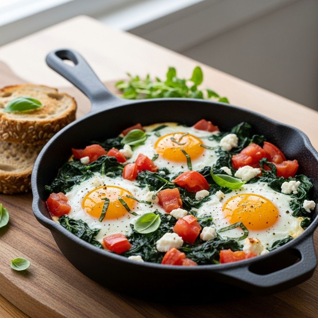 Baked Eggs with Spinach and Tomatoes: A Healthy, Flavorful Breakfast Recipe Discover a delicious, easy baked eggs breakfast with spinach and tomatoes—perfect for wholesome mornings and nutritious brunches.
