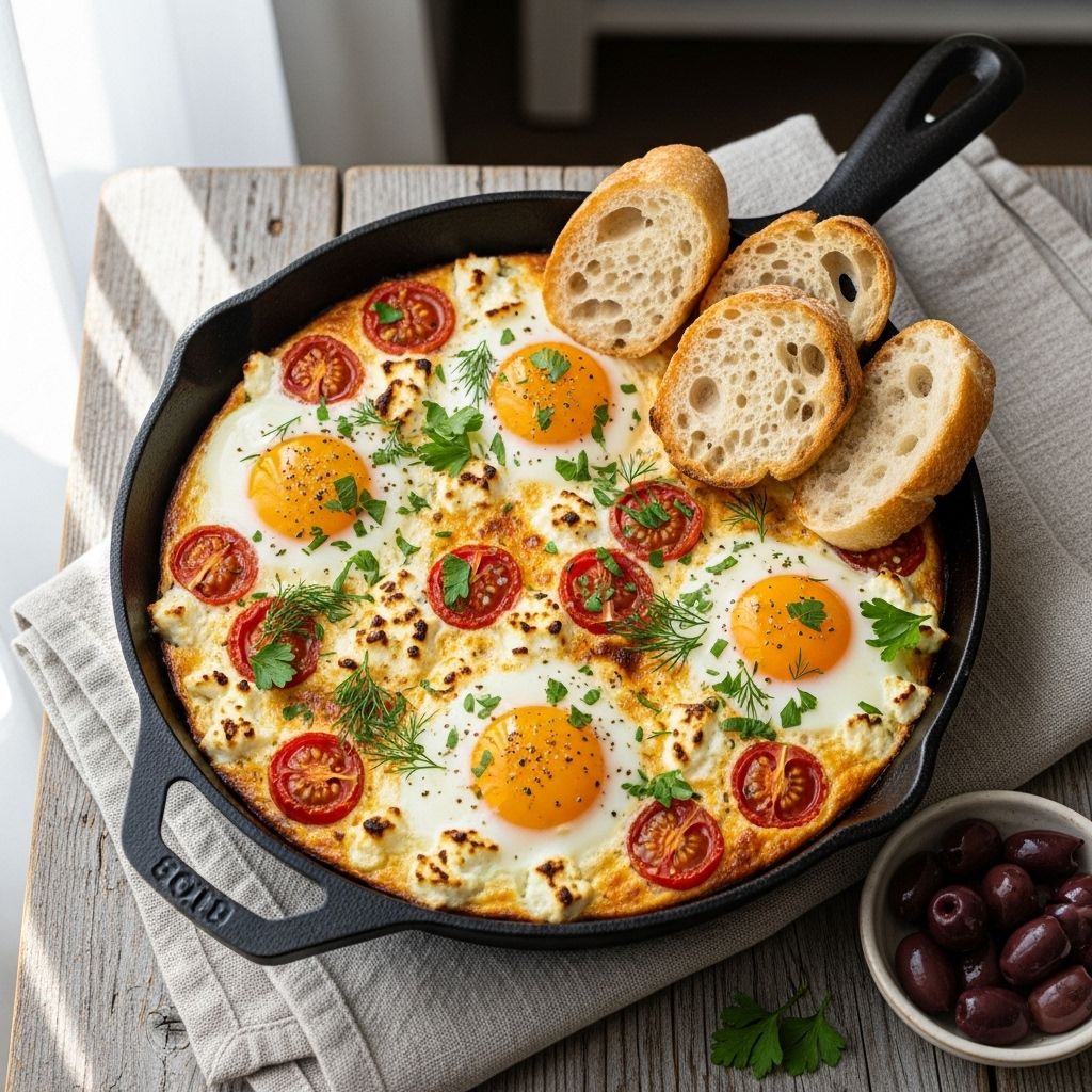 A simple, one-pan meal that brings vibrant Mediterranean flavors to your morning table.