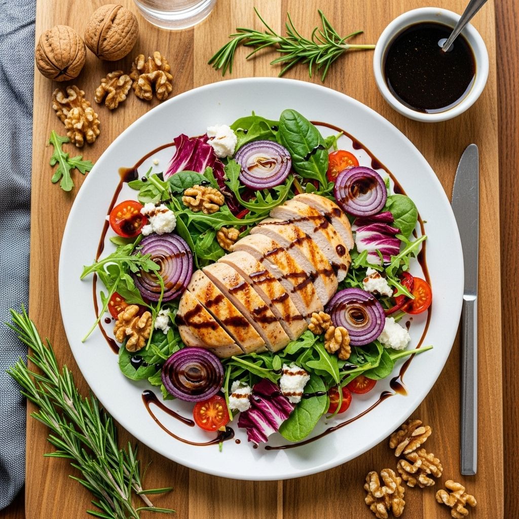 This vibrant balsamic chicken and onion salad combines bold flavors, fresh ingredients, and smart nutrition for a satisfying meal.