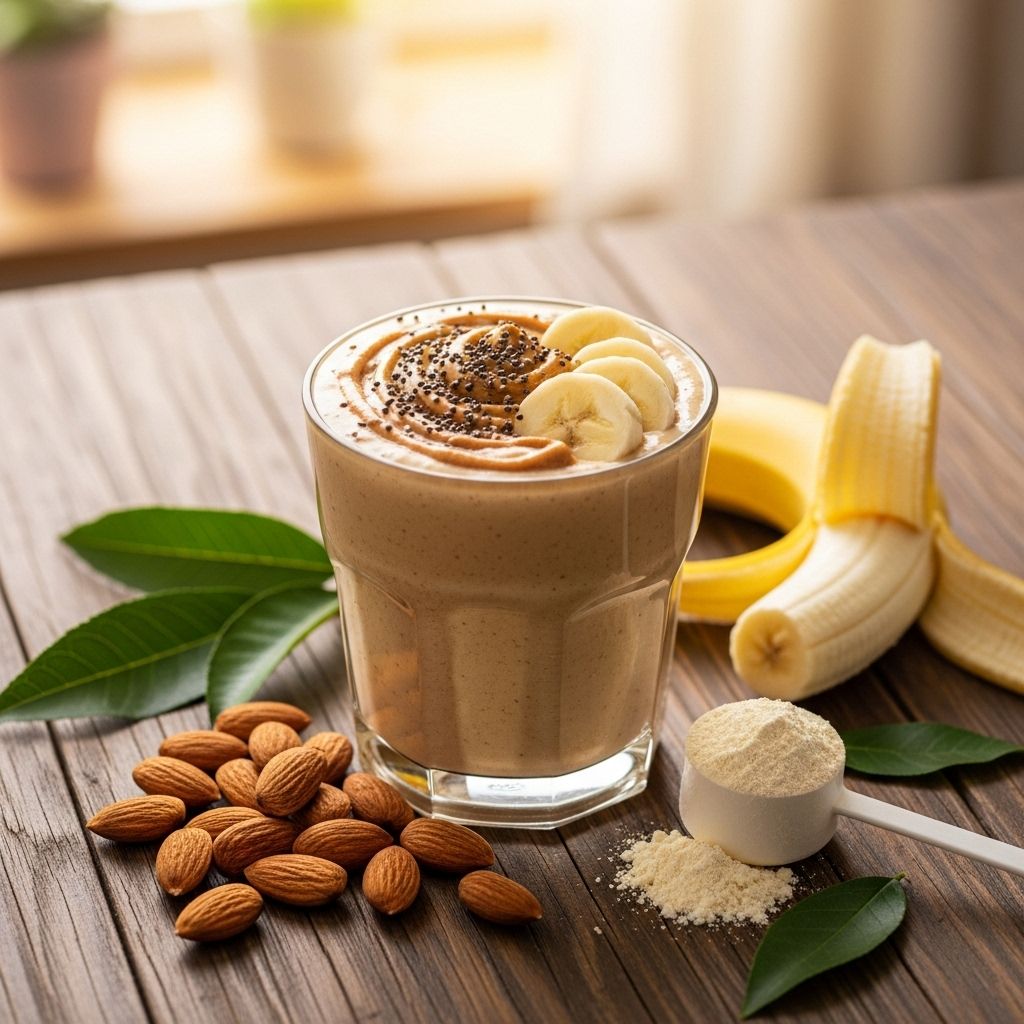 Start your day with a creamy, nutrient-rich banana almond protein smoothie packed with protein, fiber, and healthy fats for sustained energy.