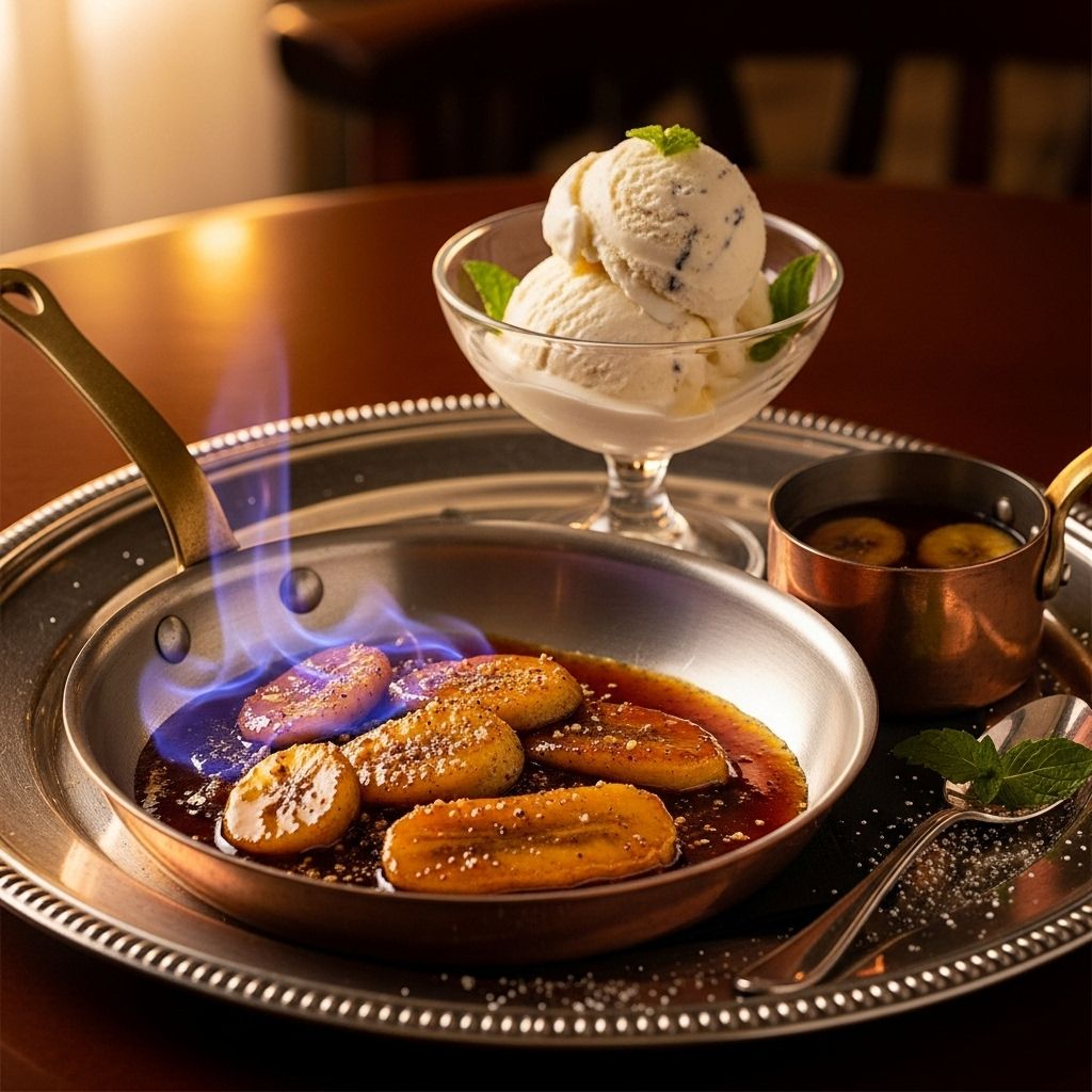 Watch bananas transform into a decadent, rum-kissed caramel spectacle at your own table.