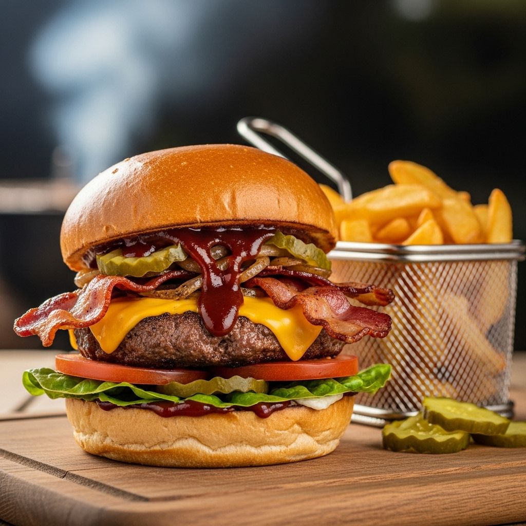 How to Make Smoky, Juicy Barbecue Bacon Burgers at Home Layer tangy sauce, melted cheese, and crisp textures for an unforgettable homemade feast.