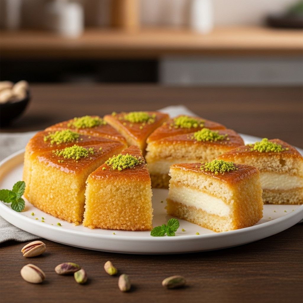 Fragrant floral syrup and pistachio crunch elevate every bite with luscious sweetness.