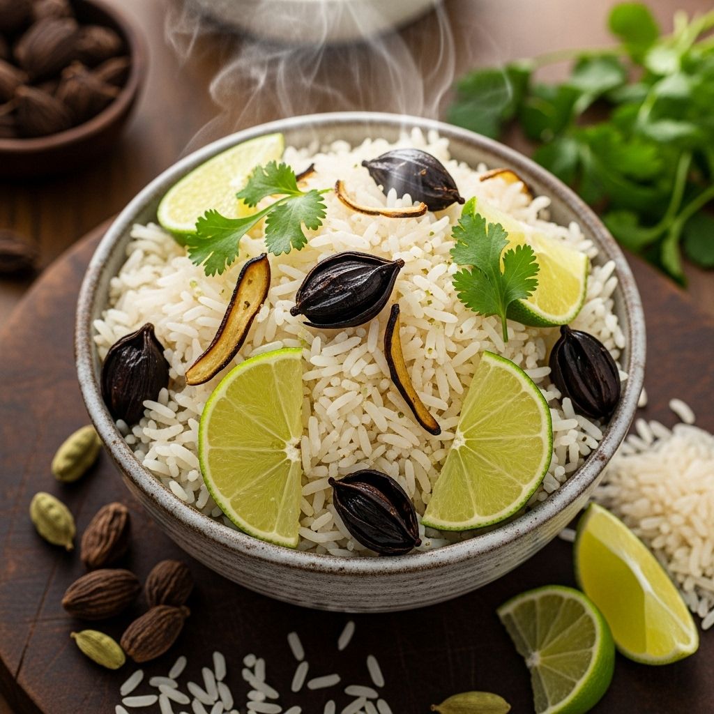 Smoke-kissed grains and zesty citrus combine for a fluffy side dish elevating any meal.