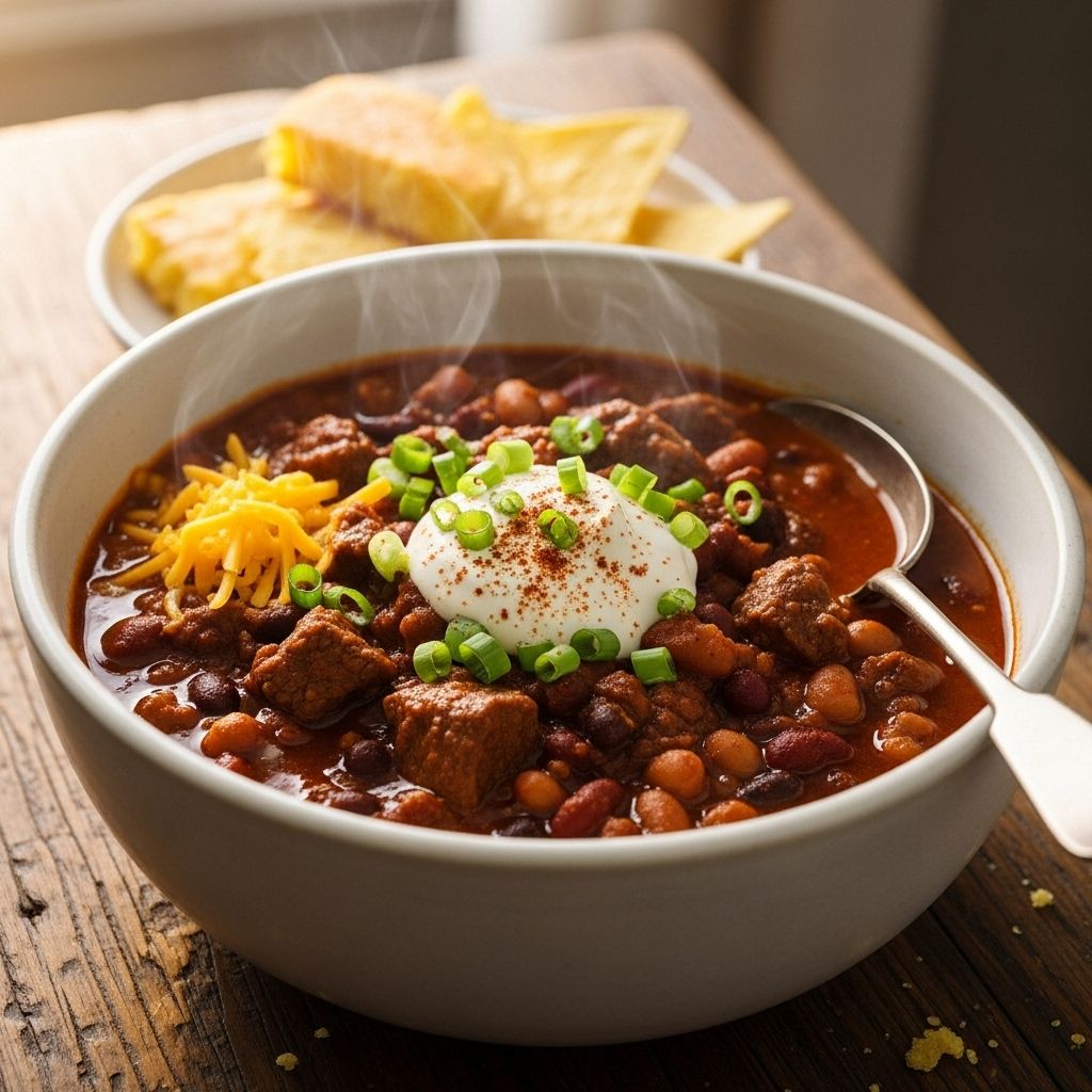 Masa harina gives this chili a subtle corn note and velvety thickness in every spoonful.