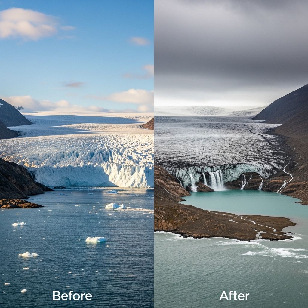 From satellite images to scientific insights, explore dramatic before-and-after visual proof of rapid ice melt caused by climate change.