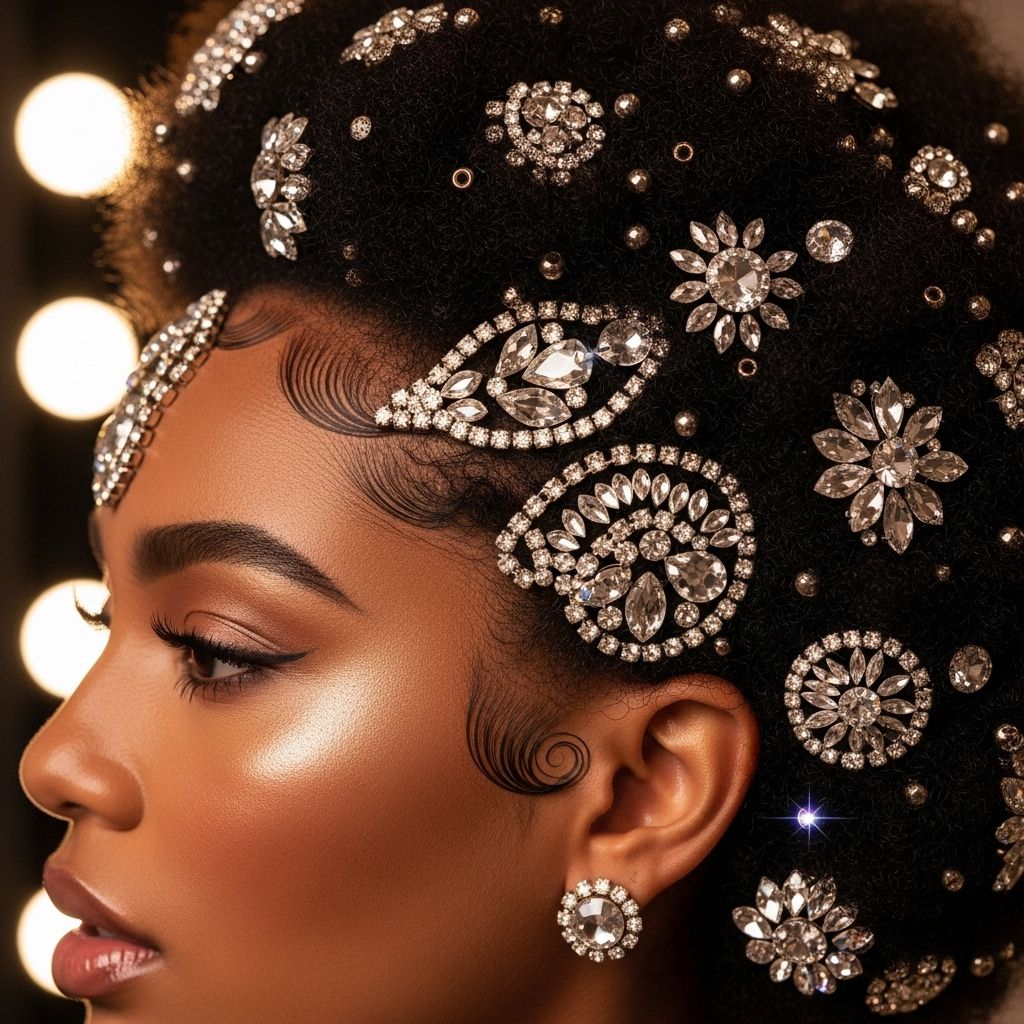 Elevate your natural hair with this dazzling bejeweled fro tutorial—make every curl shine for any occasion.