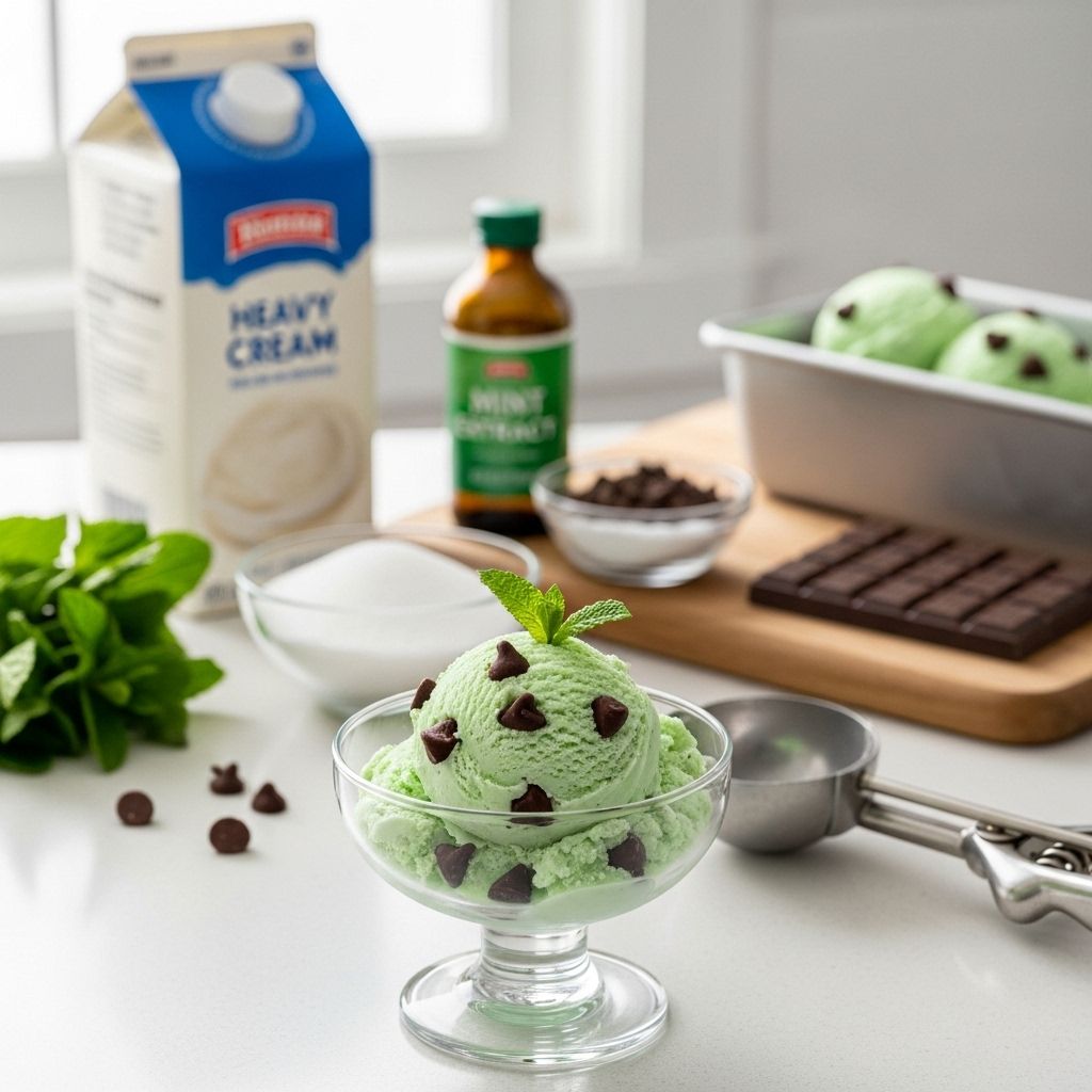 Learn to create velvety custard ice cream with minty bursts and rich dark chocolate bits.