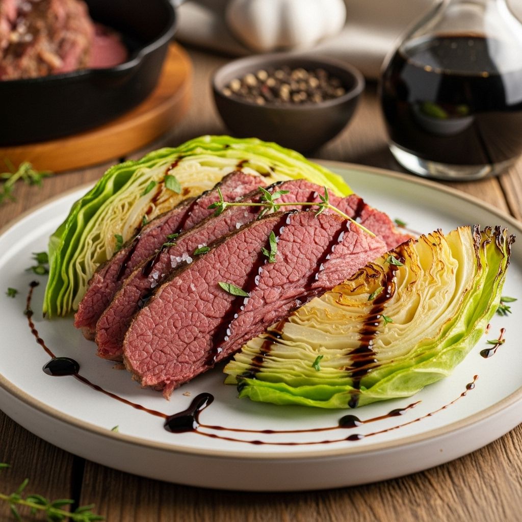 Tender brisket and caramelized wedges create a rich, satisfying twist on a classic meal.
