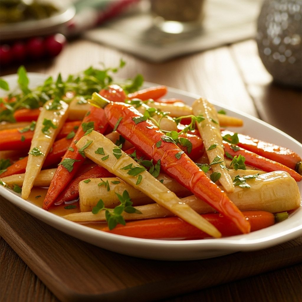 Herb-infused butter and a sweet glaze elevate winter roots into a sophisticated side dish.