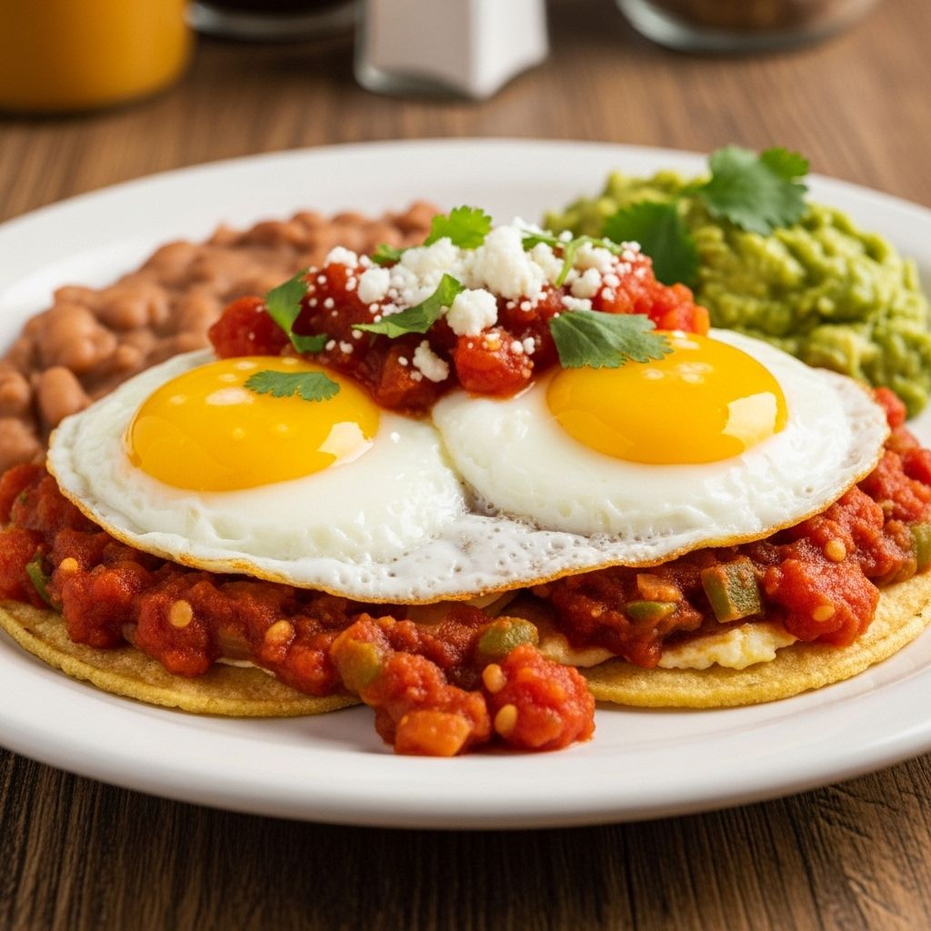 Elevate your breakfast with creamy beans, crisp tortillas, and gooey cheese.