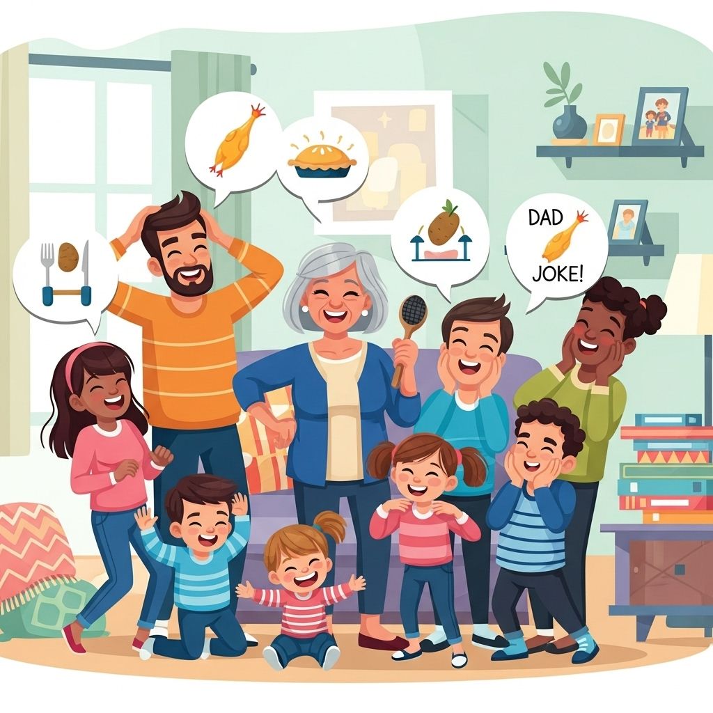 A playful mix of clever quips and warm humor bridging generations through shared laughs.