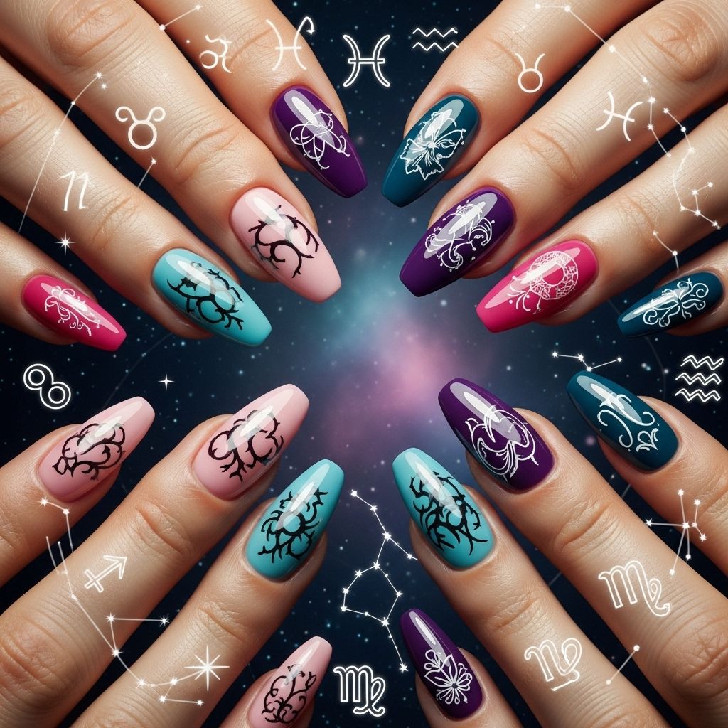 Find the nail polish shade aligned with your star sign, inspired by astrologer insight and current trends for a cosmic manicure.